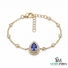 Natural Pear Tanzanite Bracelet with Diamond Halo Fine - Jewelry Gift for Her