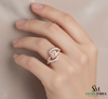 Round Morganite & Diamond Swirl Ring – Round cut Morganite ring