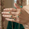 Elegant Oval Emerald Station Necklace with Diamond Halo - Gift for her