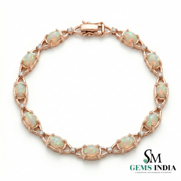 Luxury Opal and Diamond Bracelet for Women - Elegant Fine Jewelry Gift