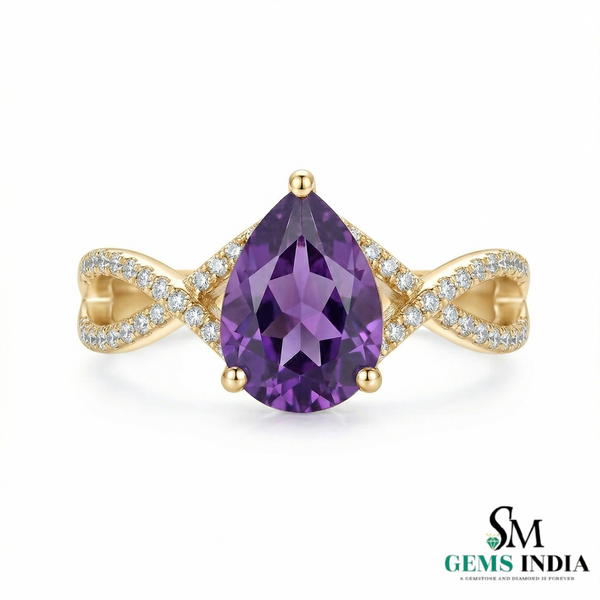 Pear Cut Amethyst Infinity Twist Ring - February birthstone ring