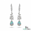 Pear Opal Drop Earrings with Diamond Spiral Design