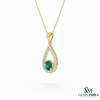 Emerald Teardrop Halo Pendant in 14k Gold emerald jewelry for women