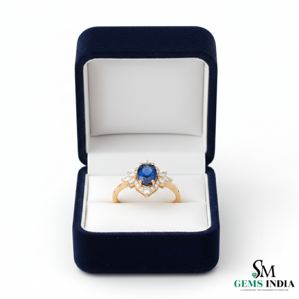 Oval Cut Sapphire Diamond Engagement Ring in 14k and 18k Gold -sapphire engagement ring