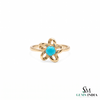 Round Cut Turquoise Flower Ring In 14k Gold – Floral Statement Ring