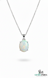 Oval Opal Diamond Halo Pendant Natural Gemstones Jewelry