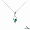 Oval Shape Natural Green Emerald & Diamond Twist Pendant - Green Gemstone Jewelry