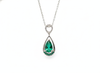 3.13 carat Genuine Emerald And Diamond Pendant for Woman's 14k Gold