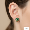 Natural Emerald Floral Starburst Stud Earrings in 14K Gold Earrings in 14k Solid Gold