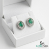 Oval Green Emerald & Diamond Halo Earrings in – Timeless Elegance