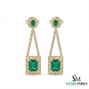 Luxury Emerald cut Emerald and Diamond Dangle Earrings – 14K Gold Statement Jewelry