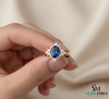 Oval Cut Sapphire Diamond Engagement Ring in 14k and 18k Gold -sapphire engagement ring