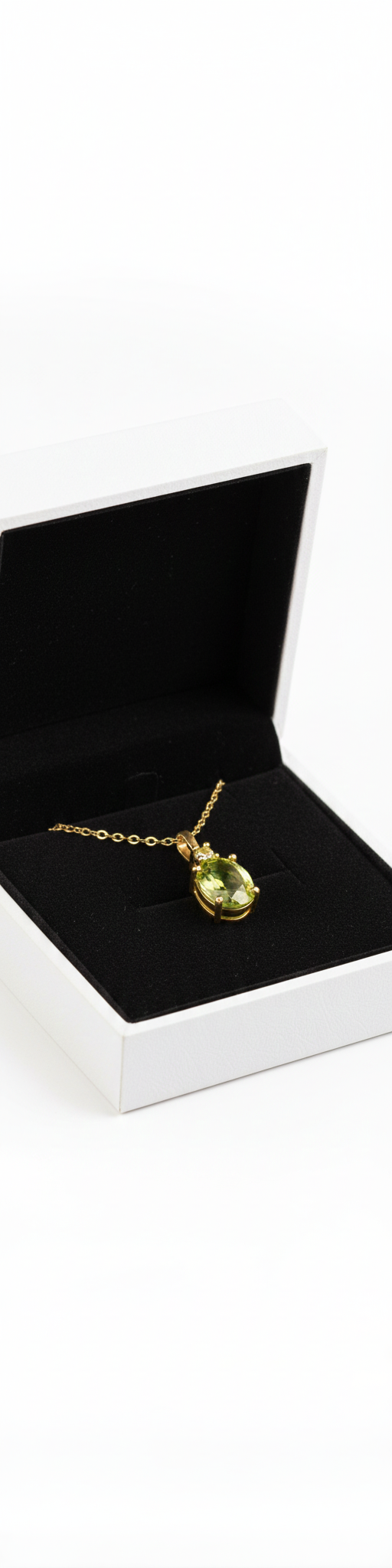 Natural Green Peridot Oval Pendant with Diamond Accent