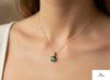 Classic 2.30 carat Emerald cut Natural Emerald Pendant Necklace in 14K Gold Gift for Her
