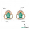 Elegant Oval Emerald and Diamond Clover Stud Earrings – Fine Gold Jewelry