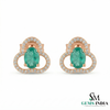 Elegant Oval Emerald and Diamond Clover Stud Earrings – Fine Gold Jewelry