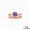 Elegant Princess Cut Amethyst Diamond Ring in 14k and 18k Gold Fine Gold Jewelry