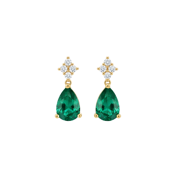 4.20 carat ear Cut Emerald Drop Earrings in Gold Elegant Drop Design