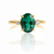 Unique Oval Cabochon Emerald and Diamond Ring 14K Gold Emerald Engagement Ring