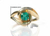 Octagon Shape Natural Emerald Engagement Ring in 14K Gold Modern Twist Band Design