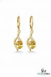 Oval Shape Natural Swirl Design Citrine Diamond Dangle Earring – Elegant Everyday Wear