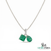 Square Cut & Pear Shape Emerald Pendant Necklace in 14K Gold - Elegant Fine Jewelry