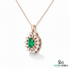 Oval Natural Emerald Diamond Halo Pendant – Fine Gold Jewelry