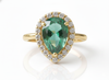 Pear Shape 2.90 carat Natural Emerald And Diamond Engagement Ring 18K Solid Gold May Birthstone Ring (Copy)