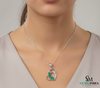 Oval shape Natural Emerald Diamond Heart Pendant - Fine Gemstone Jewelry