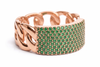 1.30 carat Round Shaped Natural Emerald Iced Out Green Stone Chain Link Ring For men's