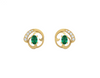 1.50 carat Oval shape Natural Emerald Twist Stud Earrings in 14k Gold Diamond Accent Luxury Look