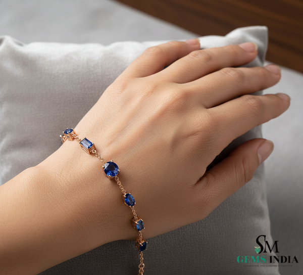 Premium Blue Sapphire Bracelet for Women - Gemstone Jewelry Gift
