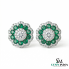 Minimal Curved Emerald and Diamond Earrings – Everyday Elegant Jewelry