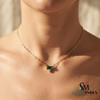 Minimalist Emerald Green Baguette Pendant Necklace for Women