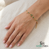 Gold Heart Charm Bracelet with Round Emerald Stones – Romantic Dainty Jewelry