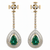 2.30 carat Pear Shape Natural Emerald And Diamond Dangle Drop Earrings
