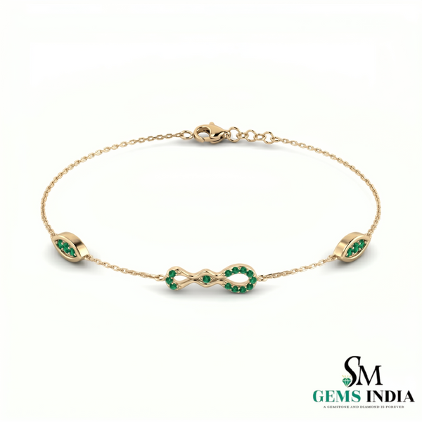 Emerald Station Chain Bracelet with Infinity Center – Minimal Gold Jewelry