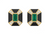 1.30 carat Emerald Cut Zambian Emerald & Diamond Black Enamel 14k Gold Stud Earrings