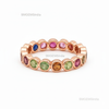 0.90 carat 14k Gold Rainbow Sapphire Eternity Band Ring Zambian Gemstone