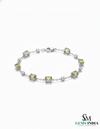 Oval Peridot Station Bracelet Delicate Green Gemstone Jewelry for Her
