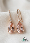 Classic Pear Cut Morganite Dangle Earrings with Diamond Accent