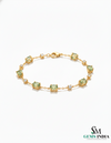 Oval Peridot Station Bracelet Delicate Green Gemstone Jewelry for Her