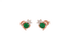 Classic Round Natural Emerald & Diamond Floral Stud Earrings in 18K Gold