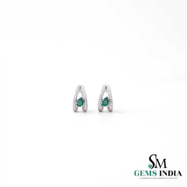 Pear Cut Emerald Green Open Teardrop stud Earrings