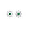 1.60 carat Daisy Flower Stud Earrings in Gold with Natural Emerald-Green Stone