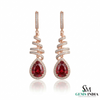 Teardrop Ruby Dangle Earrings with Diamond Spiral Design - Ruby Jewelry for Women
