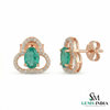 Elegant Oval Emerald and Diamond Clover Stud Earrings – Fine Gold Jewelry