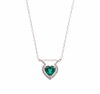 Romantic Natural Emerald Heart Necklace Green Gemstone with Diamond Frame Symbol of Love and Elegance
