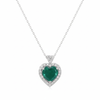 2.20 carat Genuine Emerald Heart Pendant with Diamond in 14K Gold