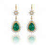 2.70 Carat Pear-Shaped Natural Emerald Tear Drop Earrings with Diamond Halo Dangle Earrings